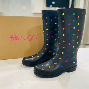 Girls Sugar Polka Dot Rain Boots